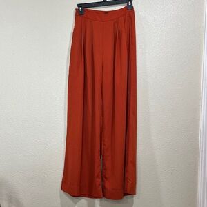 High-Waist Wide Leg Pants - Rust Orange